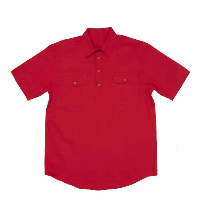 Katoen Button Down Werkkleding Werk Shirts Voor Mannen Korte Mouwen Regular Fit Workshirts Close Front Werk Shirts