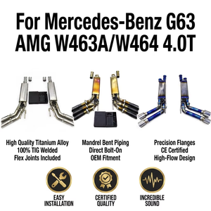 ระบบท่อไอเสียแคทแบคสำหรับรถยนต์เมอร์เซเดส-เบนซ์ G63 AMG W463A/W464 4.0T ผลิตจากไทเทเนียมอัลลอยด์ พร้อมท่อโค้งงอแบบแมนเดรล - Product Image 1