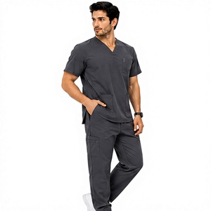 Conjunto de uniforme médico para hombre, estilo jogger, transpirable, con spandex, para hospital, enfermería, cómodo, moderno y duradero. - Product Image 1