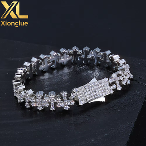 European American Hip-hop Style Copper Alloy Inlaid Zircon Claw Setting 11.5MM Cross Bracelet Light Luxury Versatile - Product Image 2