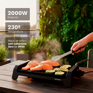 Piastra elettrica Grunkel da 2000 W con superficie antiaderente per grigliare e friggere all'interno - Product Image 2