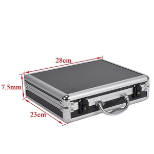 Metal Silver Black Aluminum Briefcase <b>Case</b> With Lock for Men 28x23x7.5cm - Product Image 2