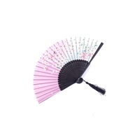 Éventail pliant rétro de style chinois et japonais pour la danse estivale, petit éventail en tissu et bambou pour costumes, idéal pour l'exportation