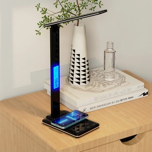 Lampada da scrivania a LED con caricatore Wireless 10W luce notturna digitale sveglia <span class=keywords><strong>display</strong></span> temperatura per proteggere gli occhi lampada da tavolo da studio - Product Image 2