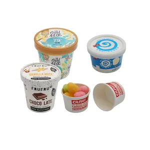 Eco Friendly Biodegradable Ice Cream Paper Bowl Custom Ice Cream Paper Cup With Paper PP Lid