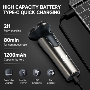 Rasoio Elettrico Ricaricabile USB con Display LED, Impermeabile IPX6, Flessibile, OEM - Product Image 6