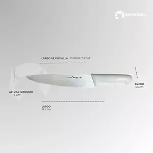 Cuchillo de Chef Profesional Shorbull Acero Inoxidable 10 Pulgadas 25 cm Blanco - Product Image 5
