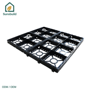 Sunsbuild Vente en gros de panneaux de stabilisation du sol en HDPE noir, grille de pavage, 440x440x50mm, haute résistance à la compression, pour allée, jardin - Product Image 1