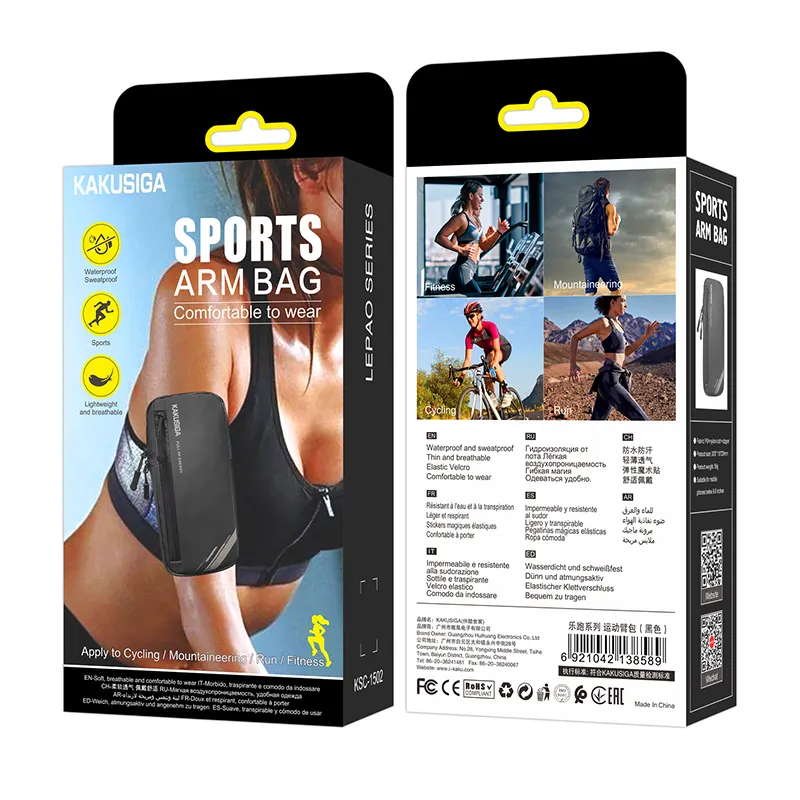 KAKUSIGA NEU Sport-Arm-Handtasche PU-Nylonstoff Reißverschlussbeutel beim Laufen Fitness-Radfahren für Telefon unter 6,8 Zoll