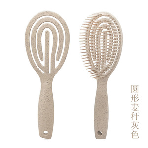 Cepillo de Paja de Trigo Ventilado para Masaje del Cuero Cabelludo y Desenredado, Cepillo de Pelo Tipo Paleta para Salón - Product Image 1