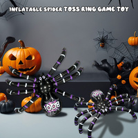 Joyee Halloween Jeu de lancer d'anneaux araignée gonflable, Ensemble de jeu gonflable araignée avec 8 anneaux pour le plaisir des fêtes