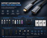 Kabel Ekstensi Nilon USB4 Kecepatan Tinggi |   40Gbps Video 8K Pengisian Daya PD 100W Pelindung Berlapis Emas Kompatibel Komputer