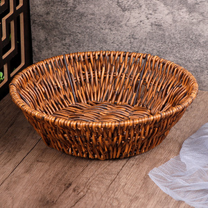 <b>Plastic</b> Imitation Rattan Fruit <b>Basket</b> Circle Stackable Deep Bottom Storage Display <b>Basket</b> - Product Image 2