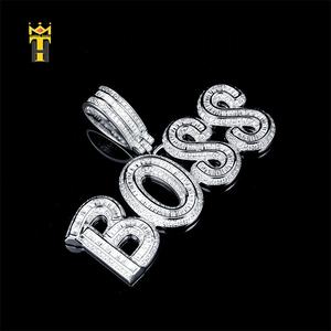 Hip Hop Populer Baguette Zircon Bos Besar Huruf Perak Huruf Liontin - Product Image 1