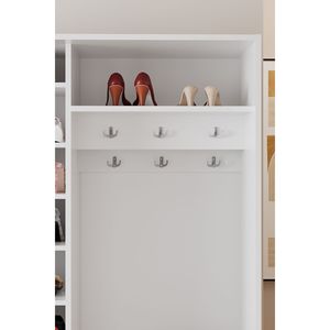 Perchero Moderno de Madera Blanca con Almacenamiento para Zapatos, Soporte Patentado para Guardarropa con Espejo - Product Image 4