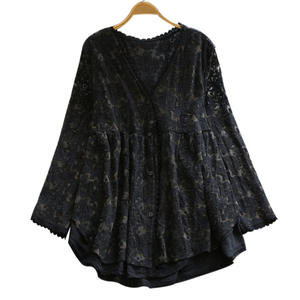 Nouvelle collection printemps, hauts deux pièces pour femmes, style <span class=keywords><strong>littéraire</strong></span> japonais, Mori Girl, broderie, ample, col en V, manches longues, chemises en coton pour femmes, OL - Product Image 4