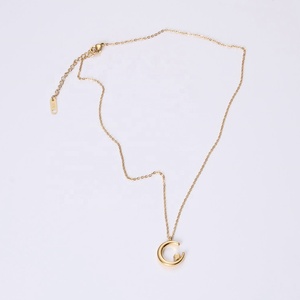 MECYLIFE מינימליסטי נירוסטה 18K זהב מצופה קריסטל שרשרת נשים אופנה יהלומי סהר ירח שרשרת - Product Image 6