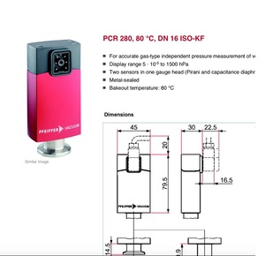 Vacuometro capacitivo Pfeiffer <span class=keywords><strong>Pirani</strong></span> ad alta precisione (2% di accuratezza) con ampia gamma, flangia ISO-KF, strumento manuale e sensori capacitivi per vuoto - Product Image 2
