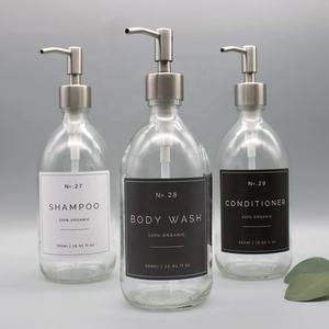 <span class=keywords><strong>Bouteille</strong></span> de distributeur de shampoing <span class=keywords><strong>d</strong></span>'<span class=keywords><strong>apothicaire</strong></span> en verre transparent réutilisable de 16oz 500ml avec <span class=keywords><strong>d</strong></span>écor industriel 32oz 1L - Product Image 4