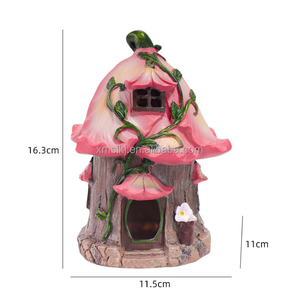 Regali artigianali rosa fungo casa statuetta giardino solare luci all'aperto ornamenti commemorativi - Product Image 6