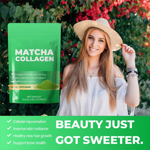 VitaHall <strong>Collagen</strong> Matcha <strong>Peptides</strong> &amp; <strong>Marine</strong> Protein Powder-Organic Green Juice Adult Anti-aging Support Skin Brightening - Product Image 4