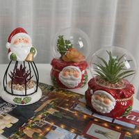 Planteur en céramique en forme de botte de Père Noël avec pot en feuille d'aluminium, rond de 3 cm, pour intérieur/extérieur, décoration de Noël pour la maison/le jardin