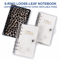 Carnet à anneaux A5 Premium avec couverture transparente en PVC, fermeture à bouton-pression, pages intérieures lignées rechargeables, logo personnalisé