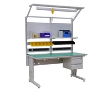 Mesa de Trabajo ESD para Reparación Diseñada para la Fabricación de Productos Electrónicos con Panel Perforado y Compartimentos para Componentes