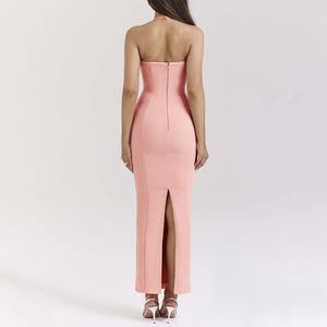 Elegante Abito Lungo Halter in Crêpe Sorbetto OEM, Lusinghiero e Femminile, <span class=keywords><strong>Abbigliamento</strong></span> Personalizzato per Donne - Product Image 6