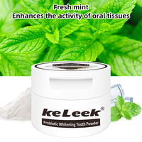 Poudre dentifrice blanchissante probiotique Keleek au ginseng Panax et hydroxyapatite, saveur menthe, sans fluorure, pour des dents plus éclatantes
