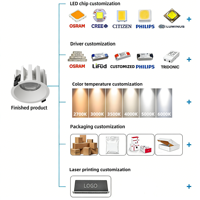Ecolux CE ETL SAA 12w 20w 28w 36w 40w 50w Downlight LED COB encastré anti-éblouissement étanche