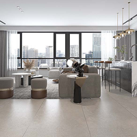 Carrelage en porcelaine gris clair aspect pierre 750x1500mm, veinage subtil, étanche, antidérapant, moderne, pour sol, mur, salle de bain, supermarché, salon