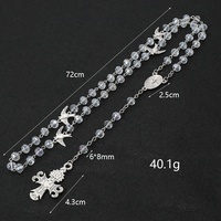 Chapelet catholique personnalisé en cristal transparent AB, perles de 6*8 mm, cinq dizaines, oiseau, colombe blanche, Saint-Esprit, crucifix