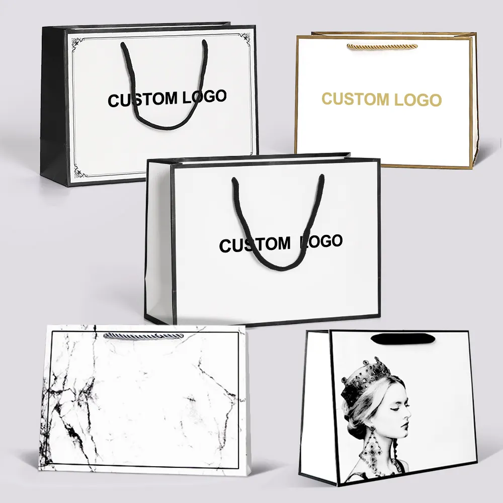 Vente en gros de cadeaux à provisions personnalisés avec votre propre logo sacs pour petites entreprises sac en papier pour chaussures vêtements magasin de détail