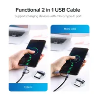 Cable de carga portátil UGREEN multifunción 2 en 1 Cable de carga USB 2,0 a USB tipo C y Cable Micro USB para Android
