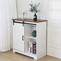 Meuble console de salon personnalisé, style ferme moderne, avec panneau en bois rustique et porte coulissante type grange, pour salle à manger