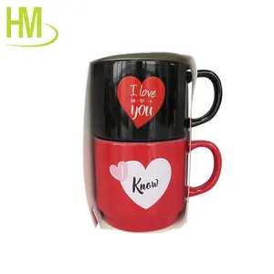 Tùy chỉnh Handgrip xếp chồng cốc cho các cặp vợ chồng gốm Mr & Mrs Mug Set