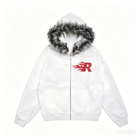 Sweat à capuche surdimensionné de haute qualité pour hommes Logo personnalisé surdimensionné avec une veste à capuche bordée de fourrure