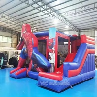 Château gonflable Spider-Man commercial pour enfants, aire de jeux intérieure avec toboggan pour location événementielle, durable