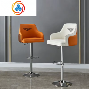 Sillas de Bar Modernas de Lujo con Estructura de Metal y Cuero, Altura Ajustable, Duraderas para el Hogar, Bar y Comedor - Product Image 3