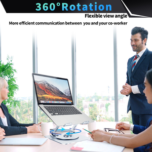Swivel Laptop <strong>Stand</strong> With 360 Rotating Base Adjustable Height &amp; Angle Foldable Ergonomic Riser Aluminum Alloy Metal For <strong>Desk</strong> Use - Product Image 2