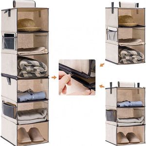 Hanging Closet Organizer Single Reversible Dustproof Folding <b>Shelves</b> Wardrobe Clothes Sweater Handbag Storage Garage Foldable - Product Image 2