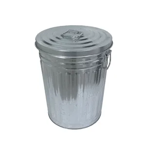Direct Selling Fashion Style Outdoor Metal Trash Can Galvanized Waste Cans With Lid and Handle