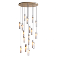 Lustre suspendu moderne pour escalier, avec abat-jour en albâtre naturel, idéal pour villa et maison