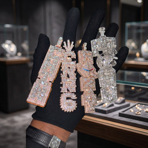 RAMDUT Colgante de Plata de Ley con Moissanita Engastada en Canal, Joyería de Declaración Estilo Hip Hop Iced, Moda Streetwear Unisex, Bling, Venta al por Mayor - Product Image 3