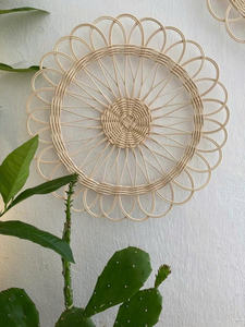Ensemble de 3 décorations murales en rotin en forme de tournesol, décoration bohème, décoration murale suspendue - Product Image 3