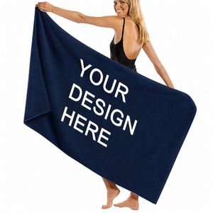 ผ้าเช็ดตัวชายหาดไมโครไฟเบอร์สีกรมท่าพร้อมโลโก้สั่งทำ ขายส่ง - Product Image 1