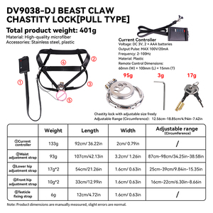 Dispositif de chasteté masculin, cage à pénis verrouillable, anneaux de pénis à choc électrique, attaches scrotales, jeux pour adultes, jouets sexuels pour hommes gays - Product Image 3