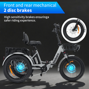 คลังสินค้าในสหราชอาณาจักรและยุโรป พร้อมจัดส่ง จักรยานไฟฟ้าบรรทุกสามล้อ Hidoes T2 17.4Ah 7 สปีด มอเตอร์ไร้แปรงถ่าน แบตเตอรี่ลิเธียม - Product Image 2