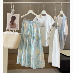 <span class=keywords><strong>Gonna</strong></span> Casual da Donna con Stampa Floreale Stile Pittura a Olio Vintage, Nuova Collezione Estate 2025, Vita Alta Elastica, Lunga, Linea ad A, Orlo Ampio, Antipiega - Product Image 1